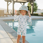 kids upf 50 sunsuit swimwear with bucket hat