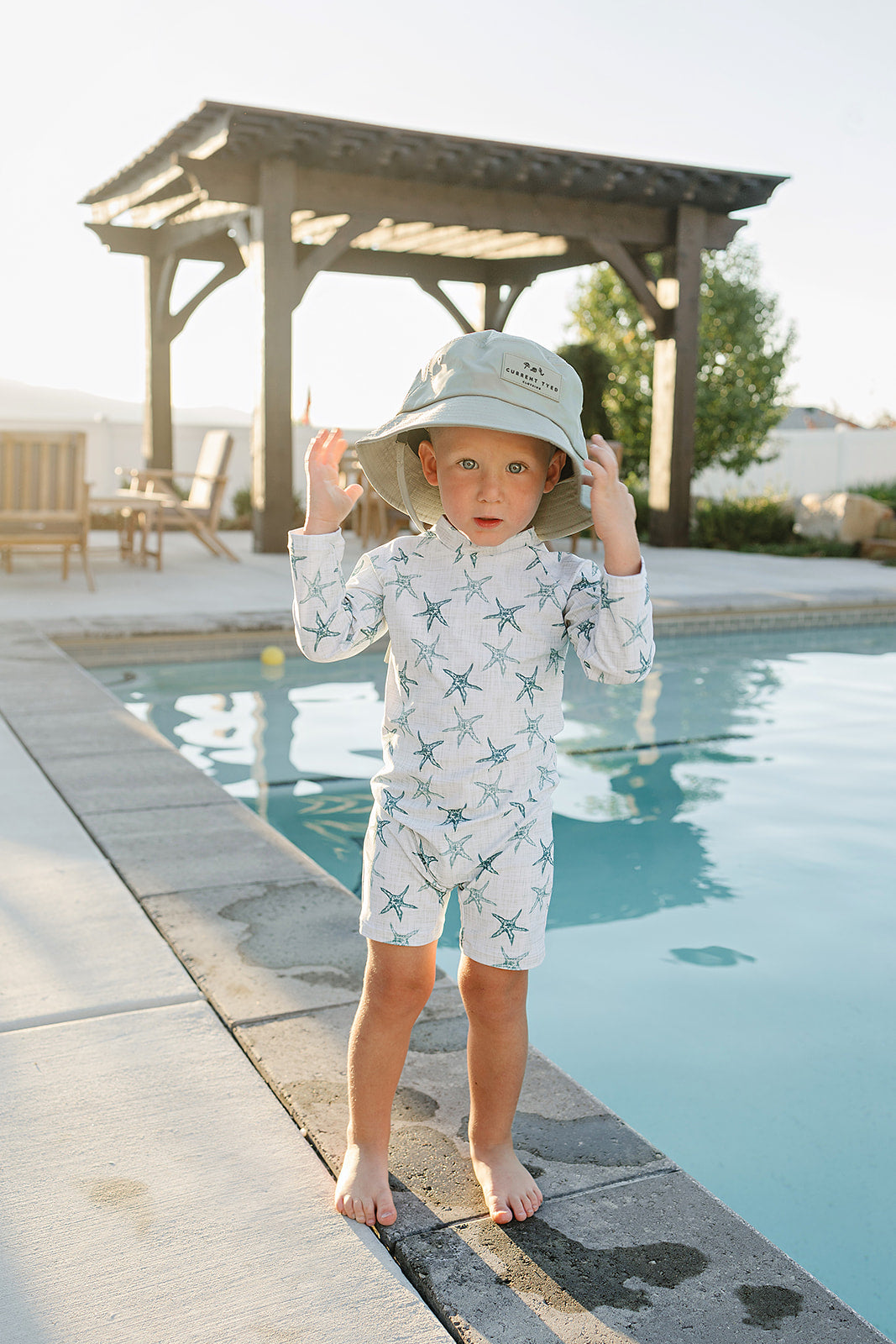 kids upf 50 sunsuit swimwear with bucket hat