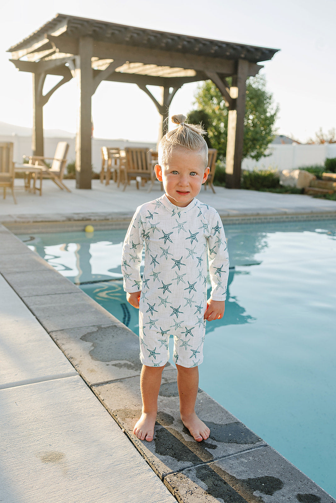 kids upf 50 sunsuit swimwear with starfish