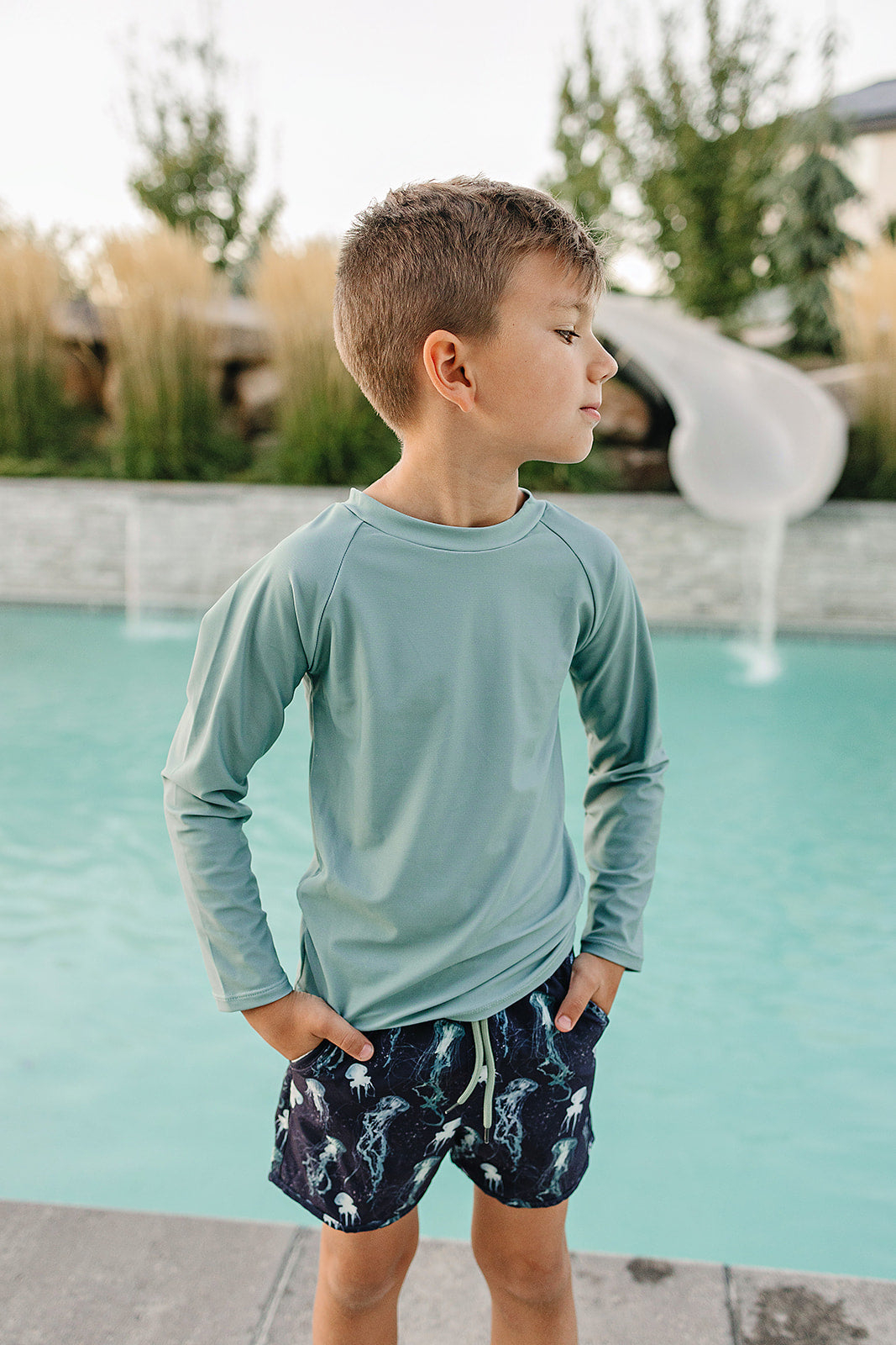 boys swim trunks, upf swimwear