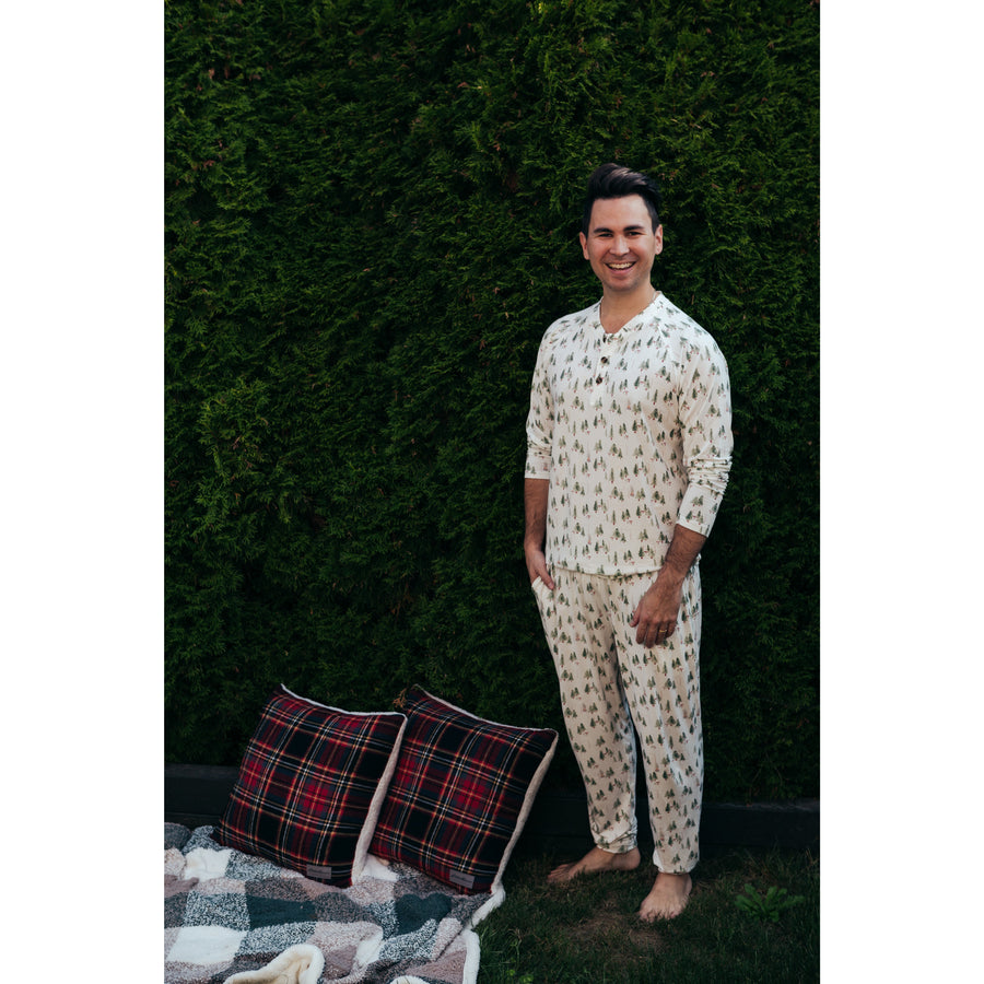 Men's Holiday Bamboo Pajama Set - Holiday Tree Farm – Current Tyed
