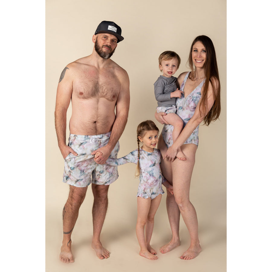 tie-dye rashguard swimwear for children, family matching 